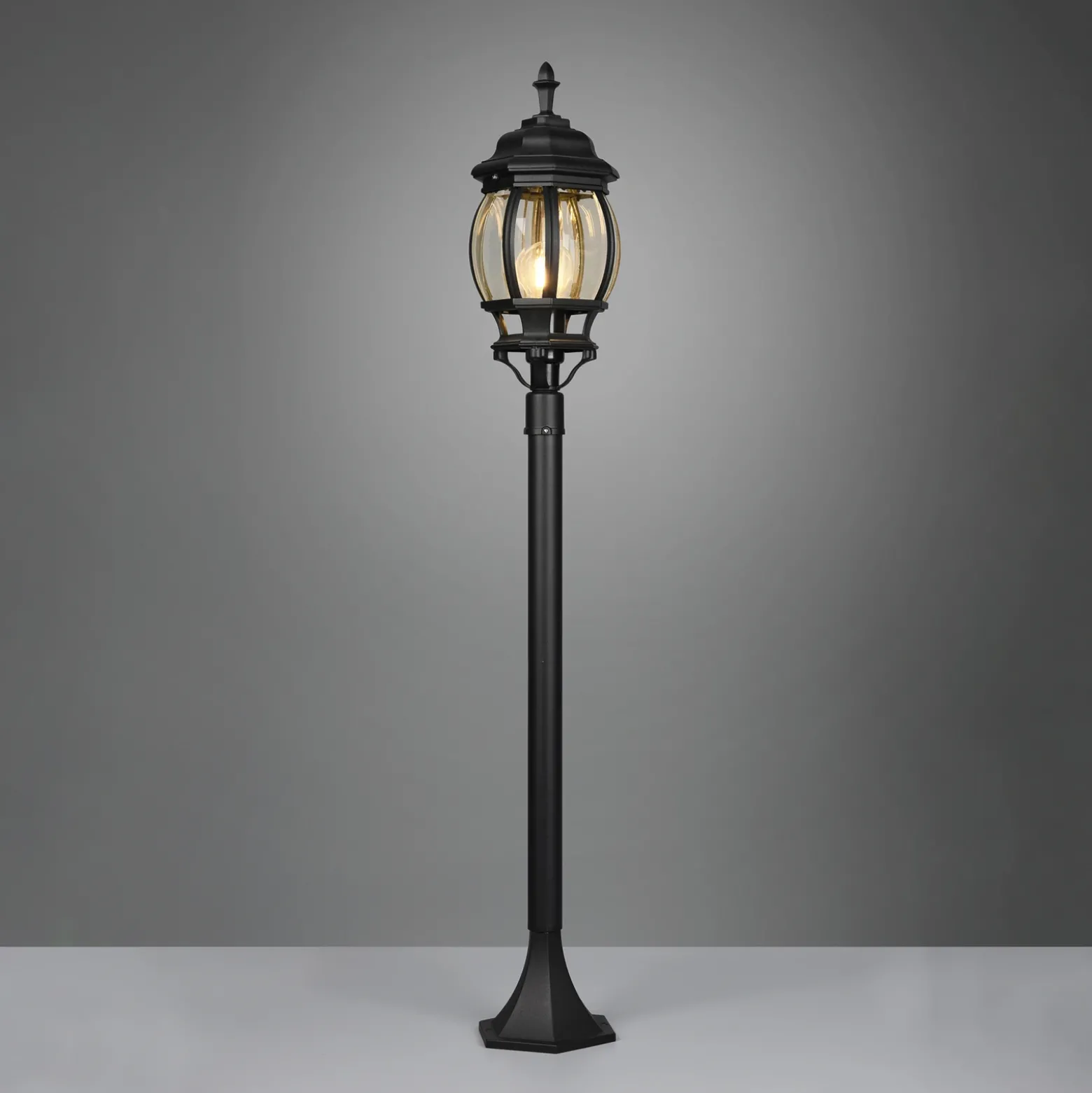 Bolardo luminoso Elvo, negro mate, altura 100 cm, aluminio