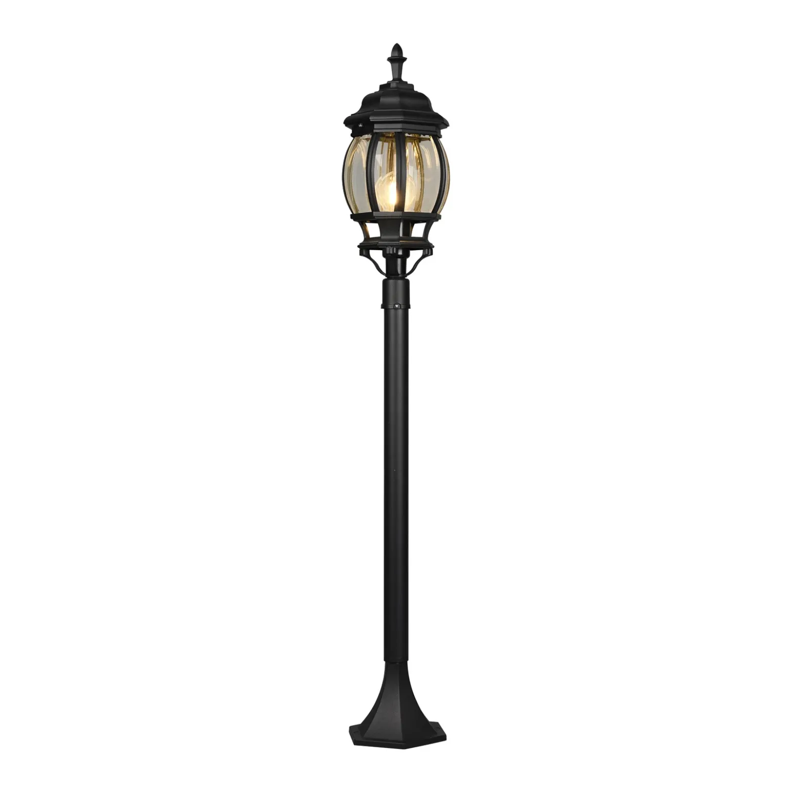 Bolardo luminoso Elvo, negro mate, altura 100 cm, aluminio