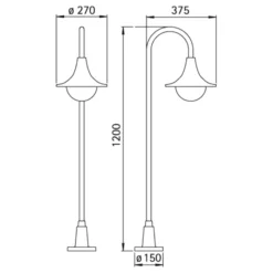 Bolardo luminoso 169 en forma curvada, blanca