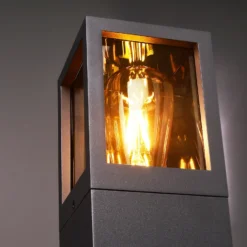 Bolardo luminoso Facado II, altura 100 cm, gris/ahumado 11 x 11 cm IP65