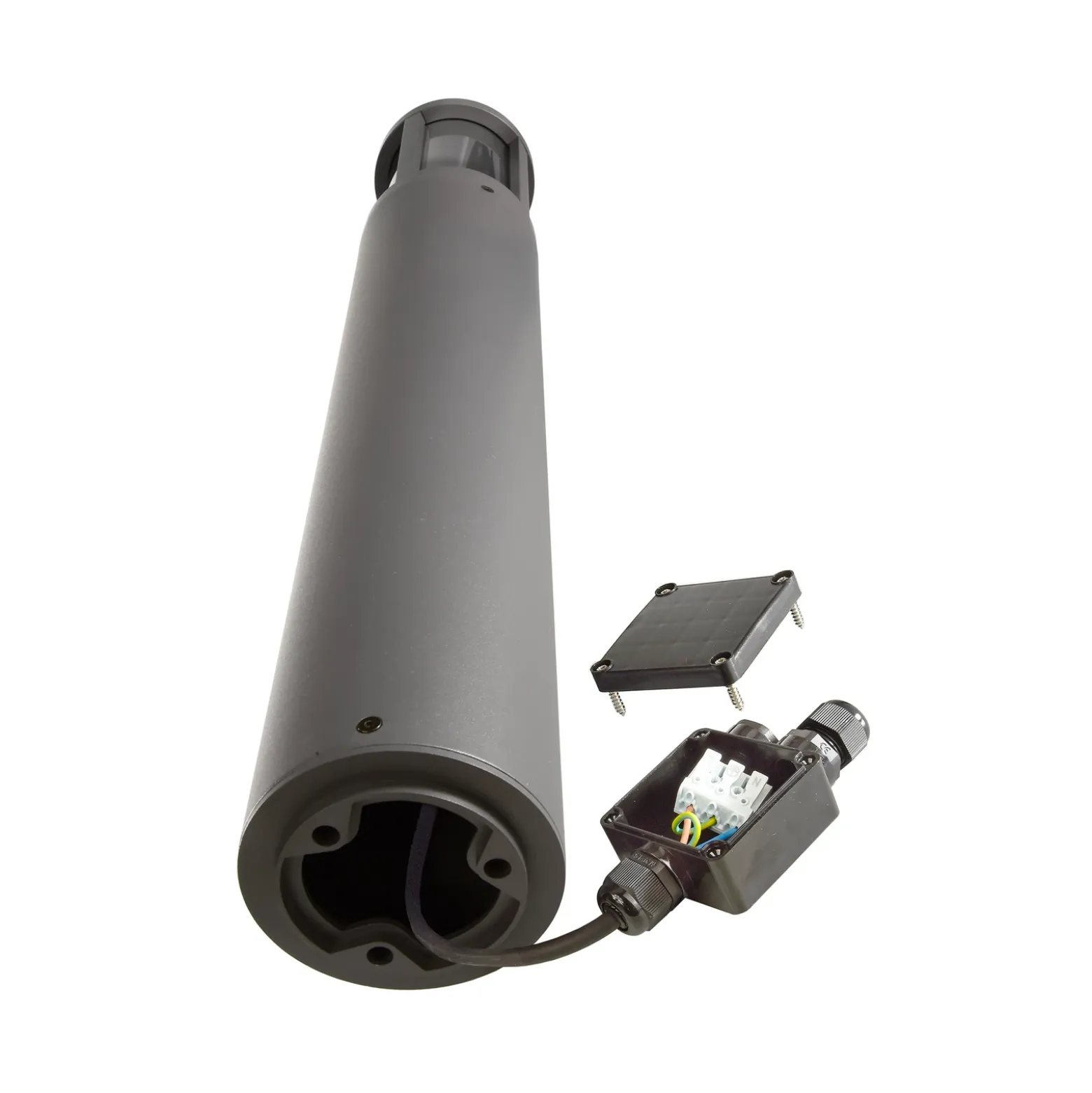 Bolardo luminoso Facado II, altura 65 cm, gris/ahumado, Ø 11 cm, IP65