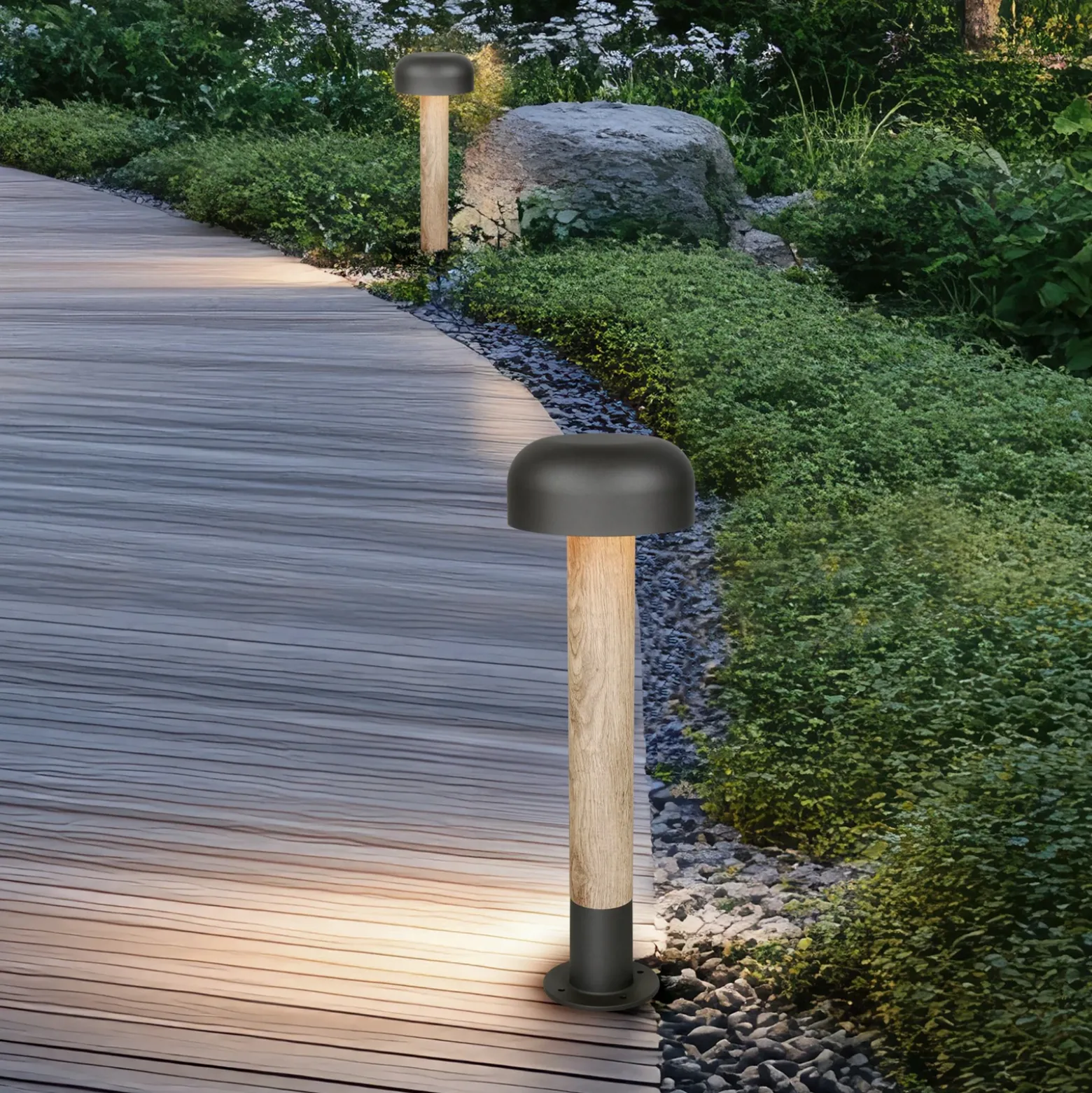 Bolardo luminoso FRASER, aspecto de hormigón, altura 54 cm, metal, IP54