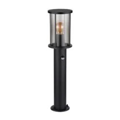 Bolardo luminoso Gracey, negro, con sensor, 60 cm, IP54, E27