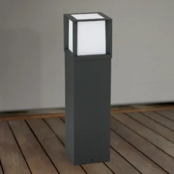 Bolardo luminoso Henry, negro, altura 60 cm, aluminio/acero inoxidable