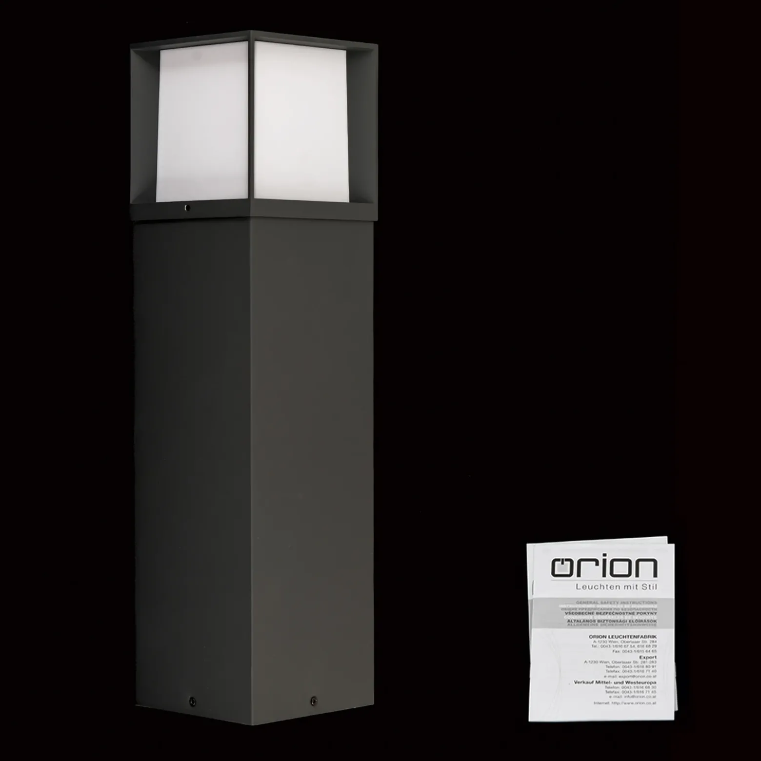 Bolardo luminoso Henry, negro, altura 60 cm, aluminio/acero inoxidable