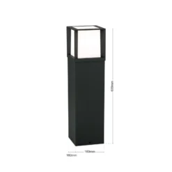 Bolardo luminoso Henry, negro, altura 60 cm, aluminio/acero inoxidable