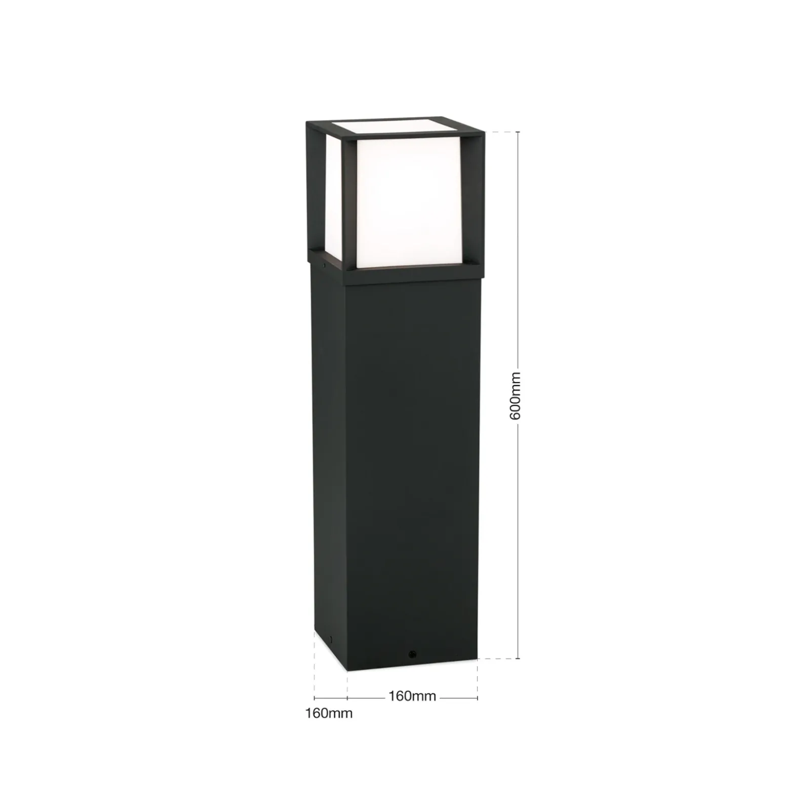 Bolardo luminoso Henry, negro, altura 60 cm, aluminio/acero inoxidable