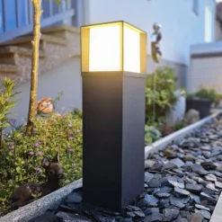 Bolardo luminoso Henry, negro, altura 60 cm, aluminio/acero inoxidable