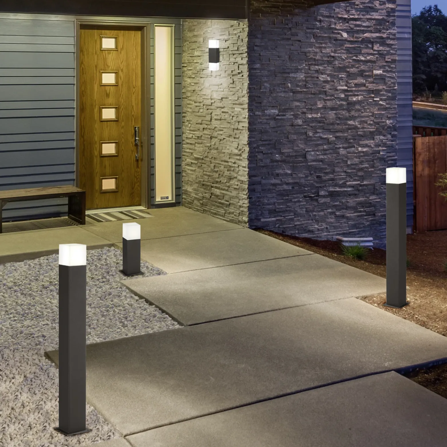 Bolardo luminoso HUDSON, antracita, altura 80 cm, metal, IP44