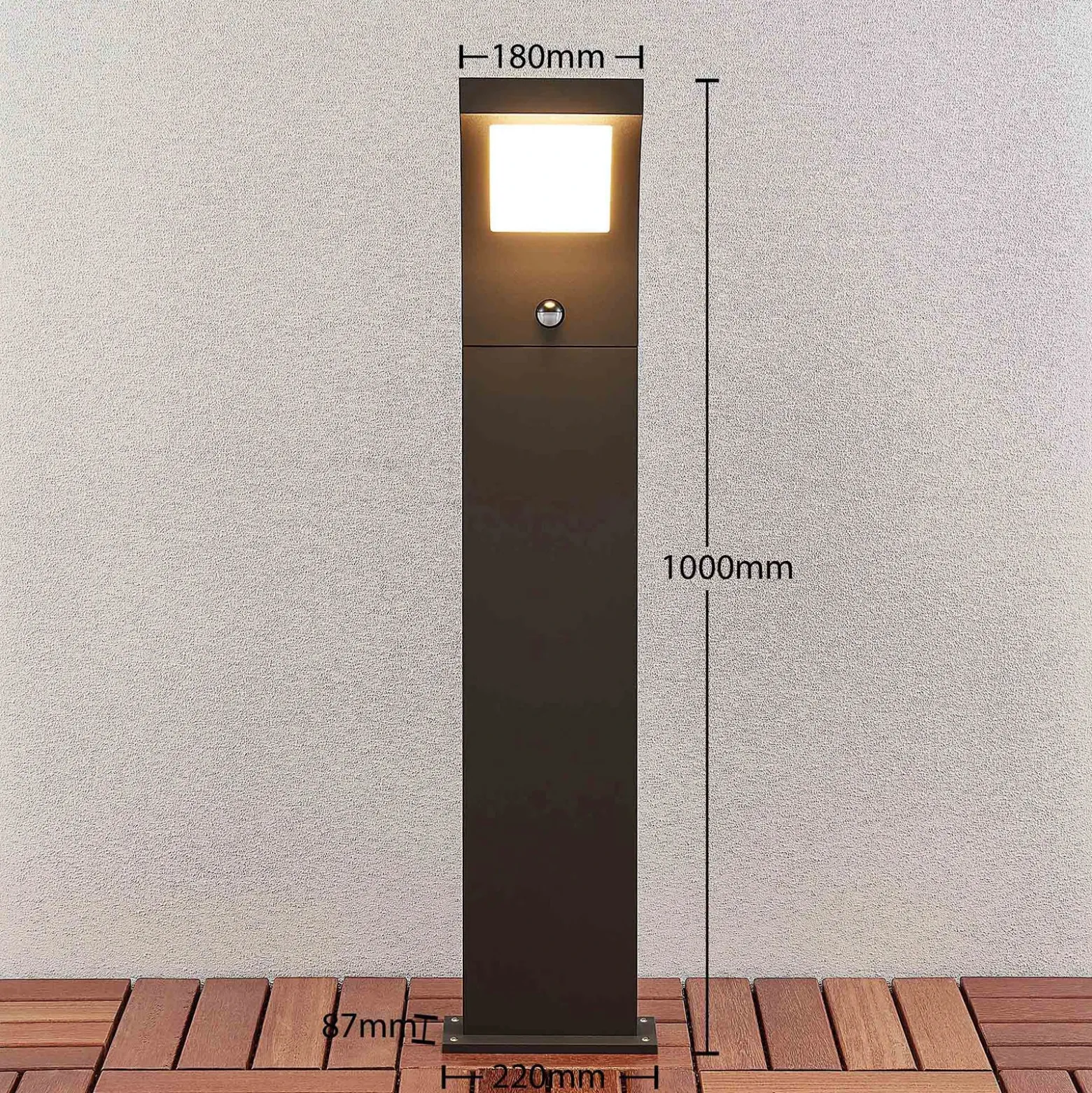 Bolardo luminoso LED Advik de Arcchio, 100 cm, antracita, sensor, IP54