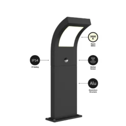 Bolardo luminoso LED Advik de Arcchio, 60 cm, antracita, sensor, IP54