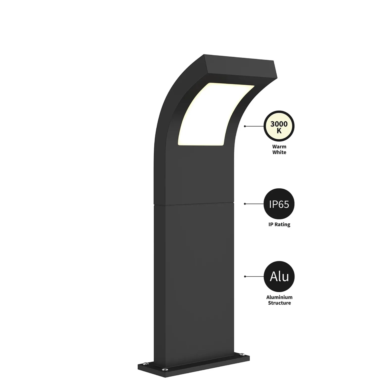 Bolardo luminoso LED Advik de Arcchio, IP65, 60 cm, antracita, metal