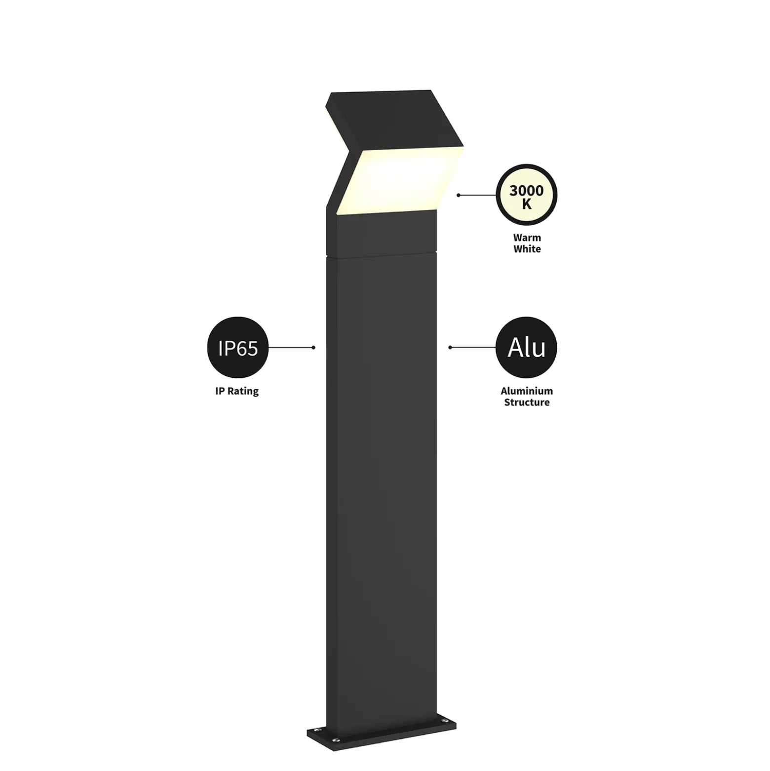Bolardo luminoso LED Arcchio, antracita, metal, 100 cm