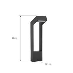 Bolardo luminoso LED Arcchio Kovato, altura 60 cm, gris oscuro, IP65