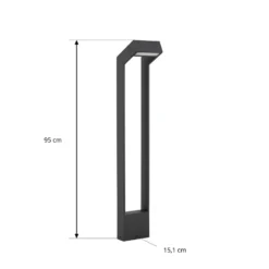 Bolardo luminoso LED Arcchio Kovato, altura 95 cm, gris oscuro, IP65
