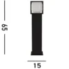 Bolardo luminoso LED Athens, IP54, negro, altura 65 cm, metal