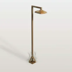 Bolardo luminoso LED Aura Frame, 80 x 19,5 cm, latón antiguo