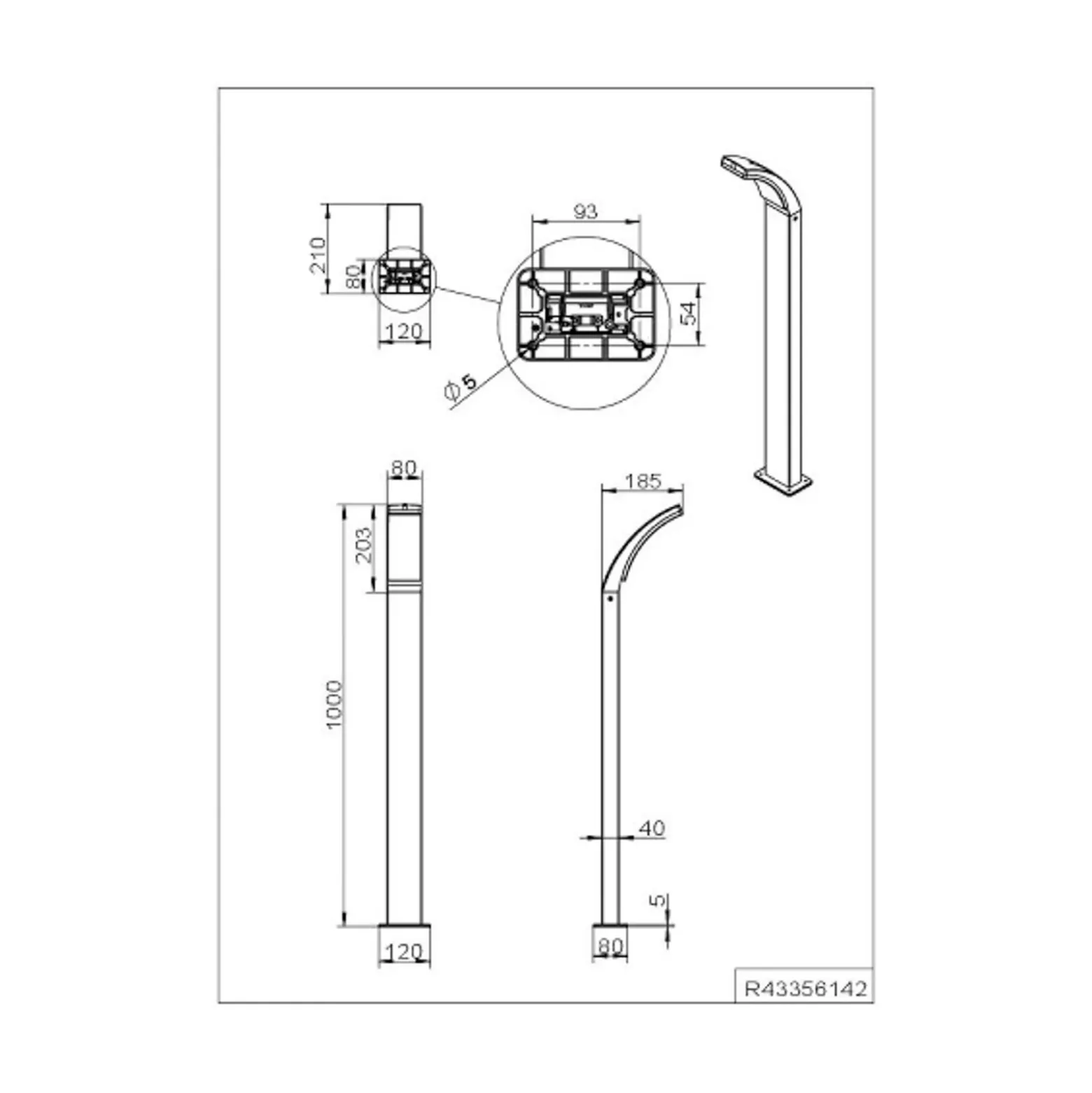 Bolardo luminoso LED Beja, antracita, aluminio, altura 100 cm