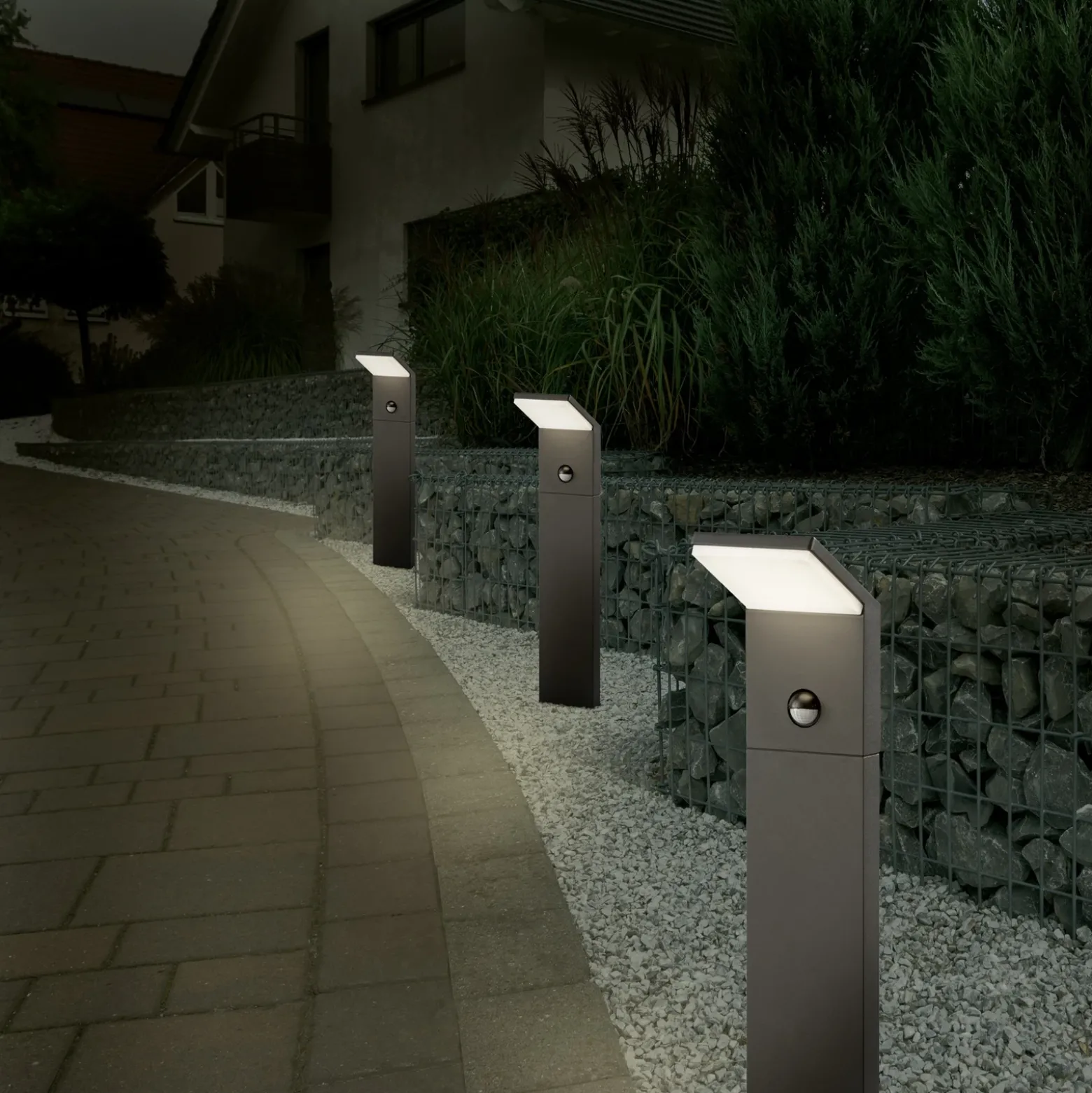 Bolardo luminoso LED con sensor PEARL, altura 50 cm, metal antracita, IP54