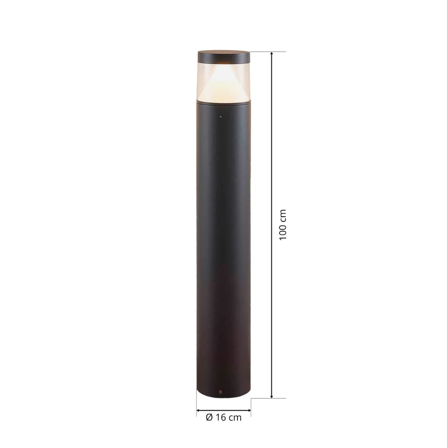 Bolardo luminoso LED Darja de Lucande, antracita, metal, 100 cm, IP54