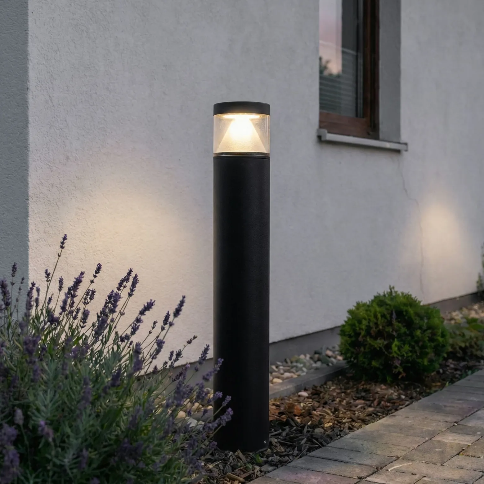 Bolardo luminoso LED Darja de Lucande, antracita, metal, 100 cm, IP54