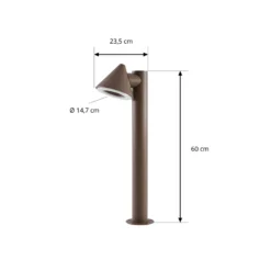 Bolardo luminoso LED de exterior Lindby Soran, marrón, 60 cm, metal, IP44