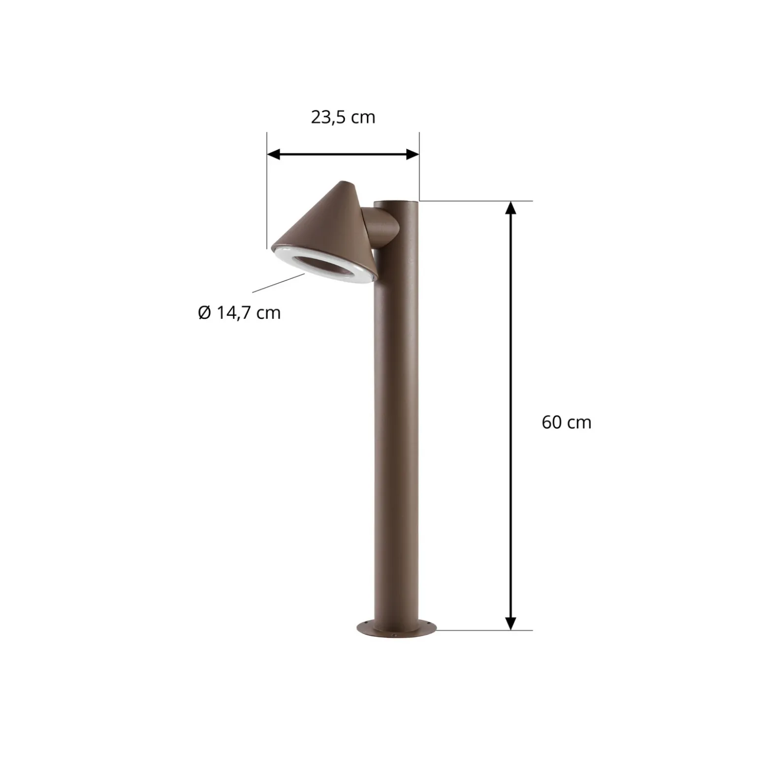 Bolardo luminoso LED de exterior Lindby Soran, marrón, 60 cm, metal, IP44