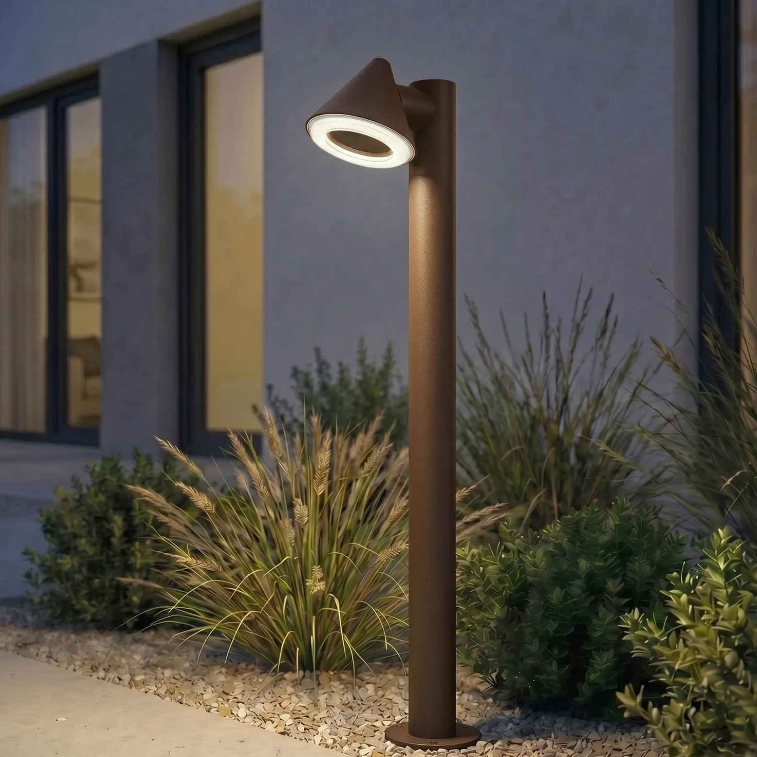 Bolardo luminoso LED de exterior Lindby Soran, marrón, 100 cm, metal, IP44