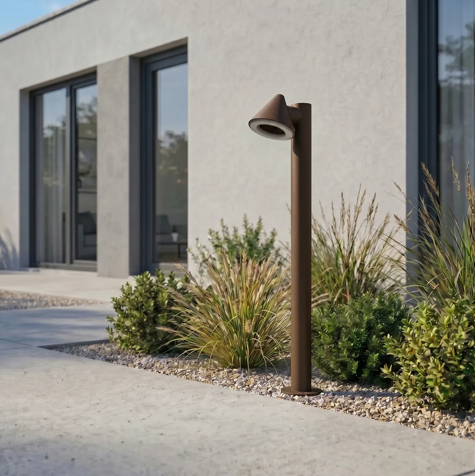Bolardo luminoso LED de exterior Lindby Soran, marrón, 100 cm, metal, IP44