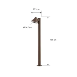 Bolardo luminoso LED de exterior Lindby Soran, marrón, 100 cm, metal, IP44