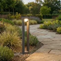 Bolardo luminoso LED Dylen de Lucande, gris, metal, 80 cm, IP65