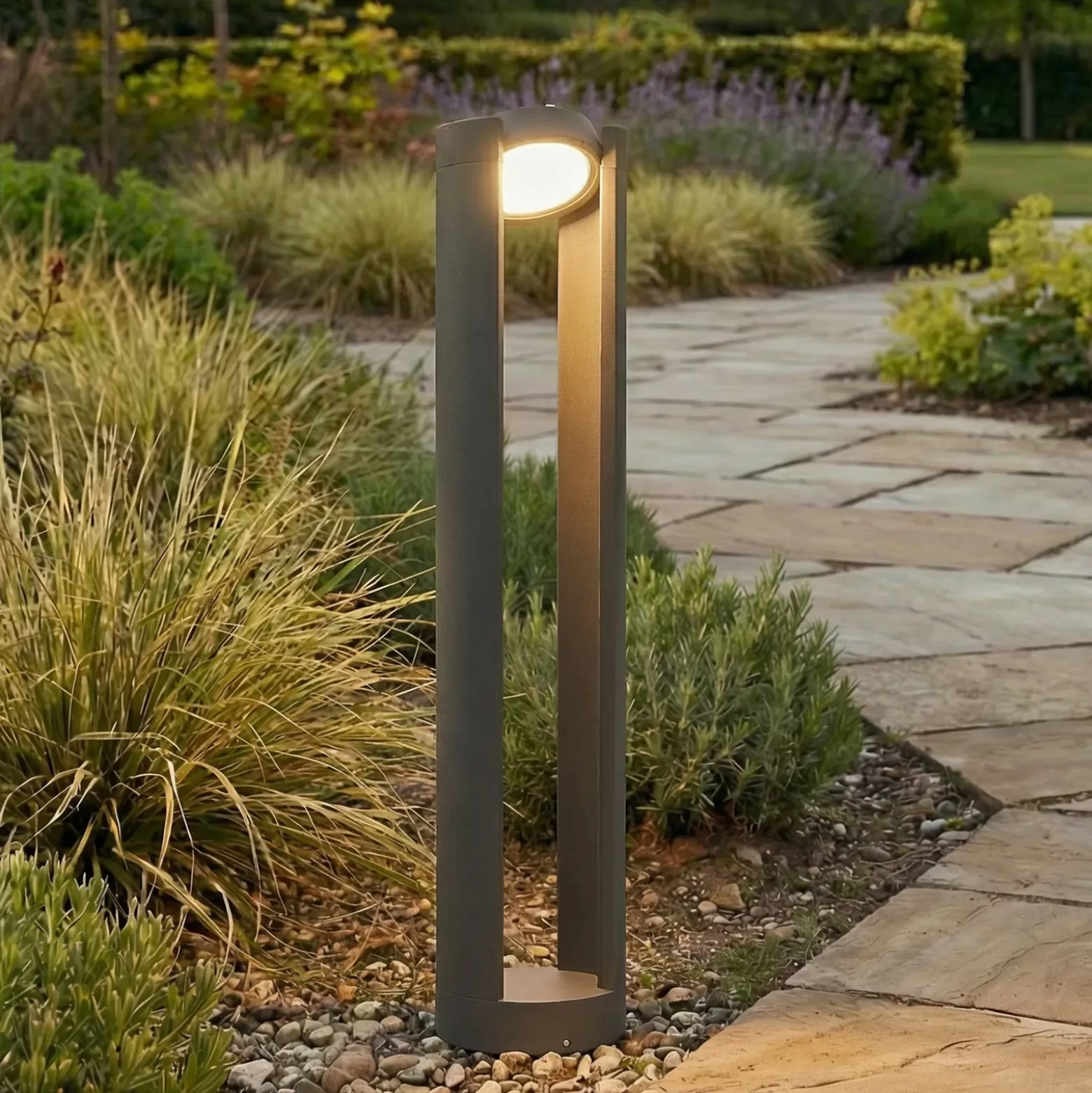 Bolardo luminoso LED Dylen de Lucande, gris, metal, 80 cm, IP65