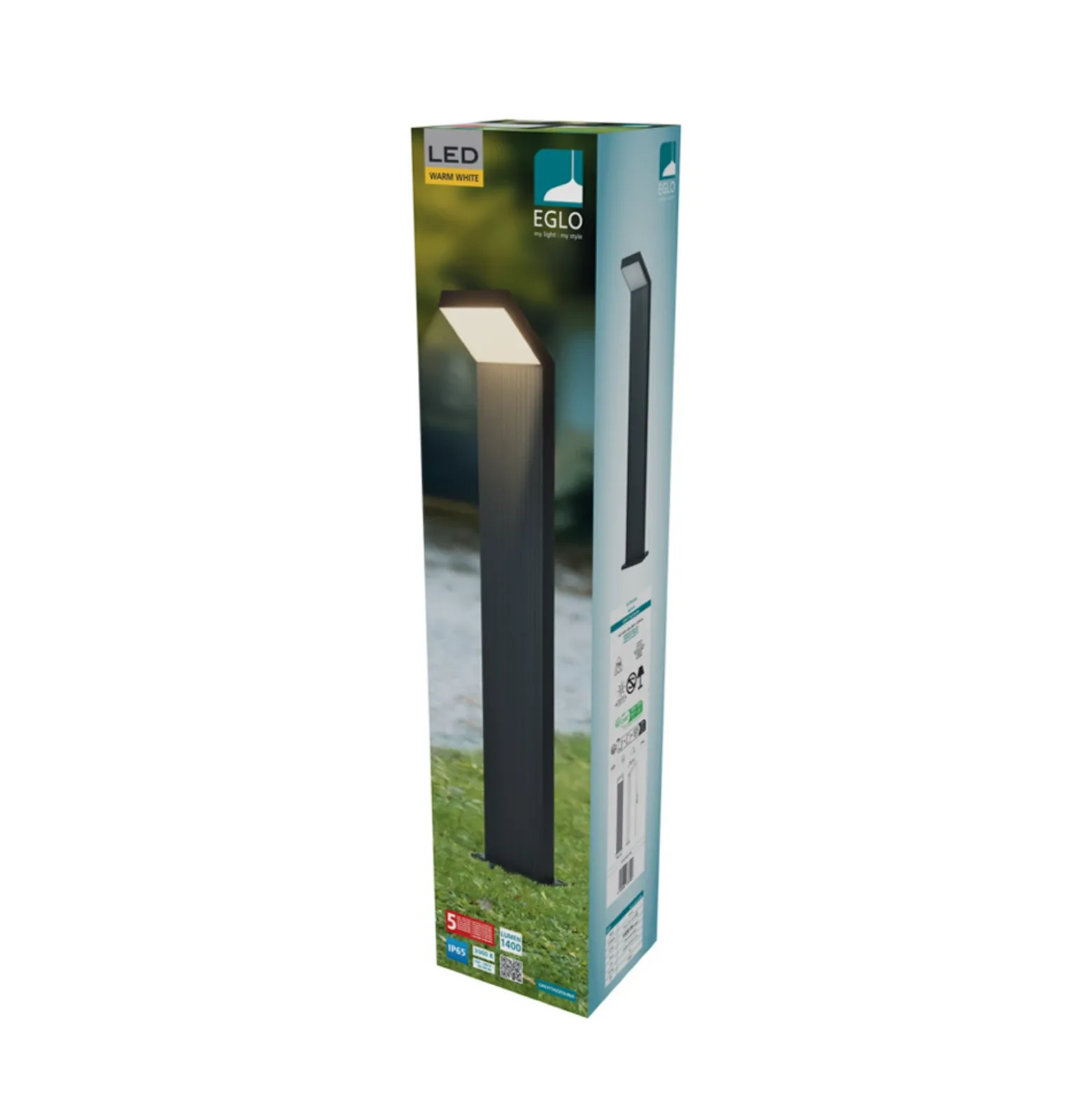 Bolardo luminoso LED EGLO GROTTAZZOLINA, negro, altura 80 cm, IP65