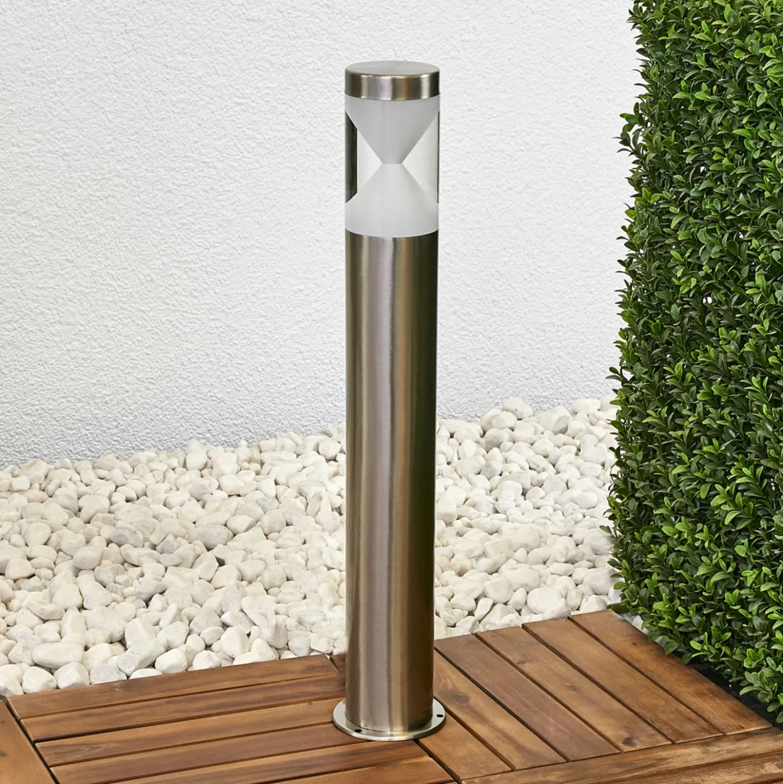 Bolardo luminoso LED Fabrizio de Lindby, altura 56 cm, acero inoxidable