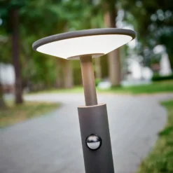 Bolardo luminoso LED Fenia de Lucande, 60 cm, sensor, IP54, antracita
