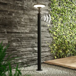 Bolardo luminoso LED Fenia de Lucande, 100 cm, sensor, IP54, antracita