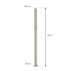 Bolardo luminoso LED Fjorya de Lindby, altura 90 cm, gris piedra, IP65