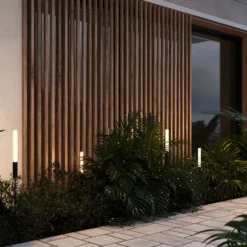Bolardo luminoso LED Flare de Maytoni, 59 cm, piqueta, grafito, IP65