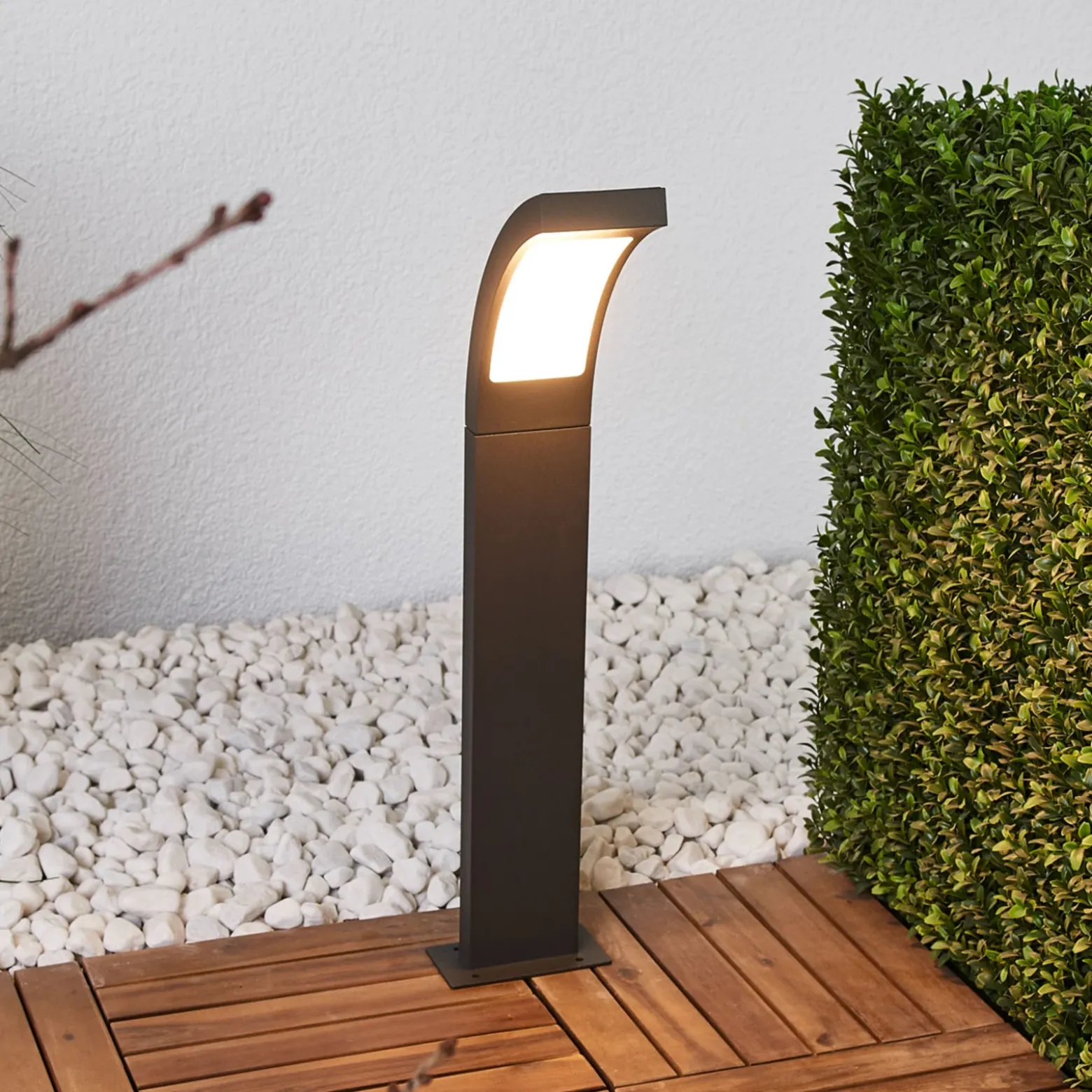 Bolardo luminoso LED Juvia de Lucande, 60 cm, antracita, IP54
