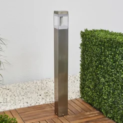 Bolardo luminoso LED Lindby Baily, altura 80 cm, acero inoxidable, IP44