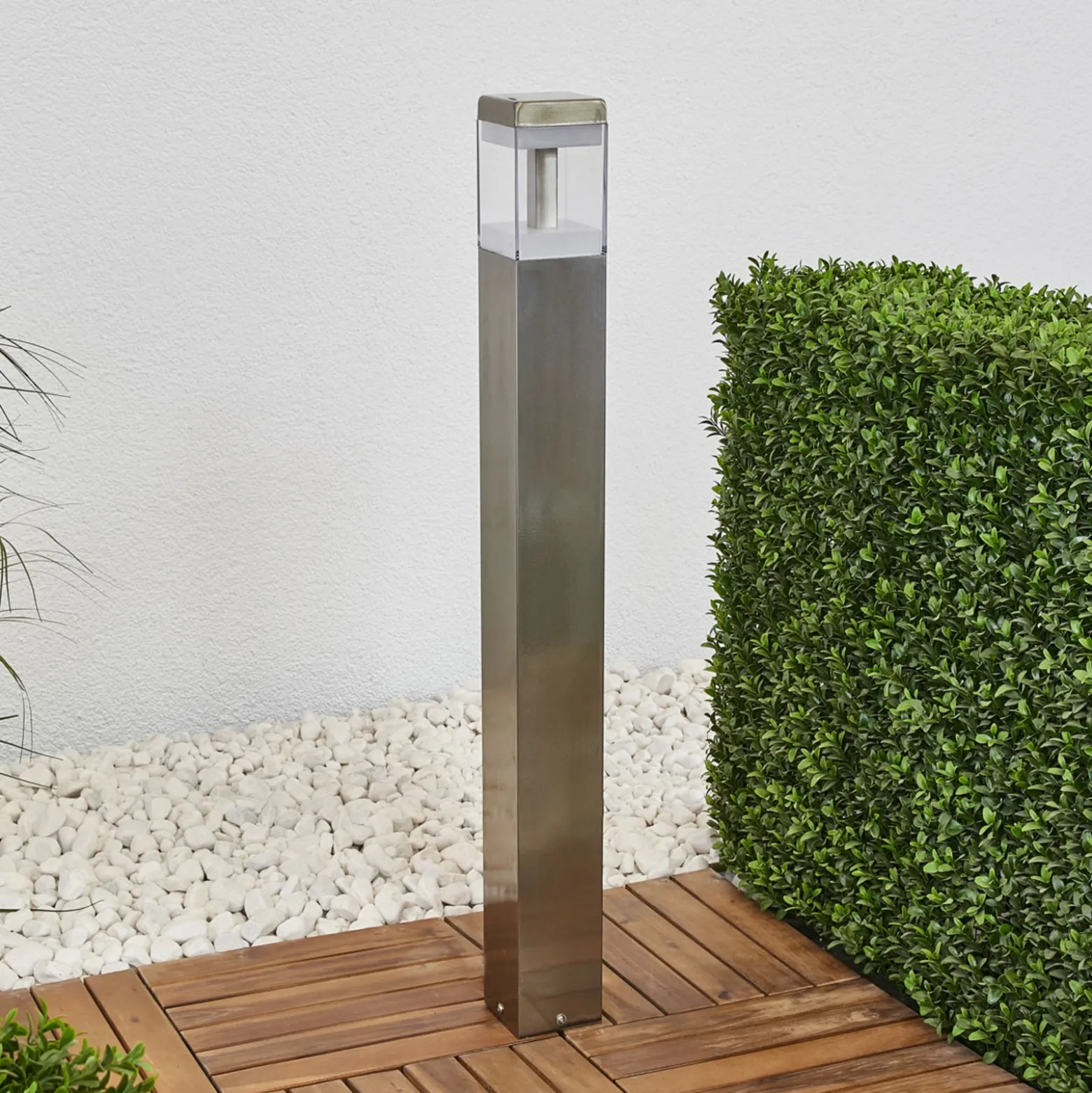 Bolardo luminoso LED Lindby Baily, altura 80 cm, acero inoxidable, IP44
