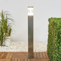 Bolardo luminoso LED Lindby Baily, altura 80 cm, acero inoxidable, IP44