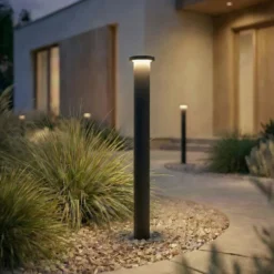 Bolardo luminoso LED Lindby Cirel, altura 65 cm, negro, IP65