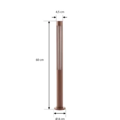 Bolardo luminoso LED Lindby Fjorya, altura 60 cm, marrón, IP65