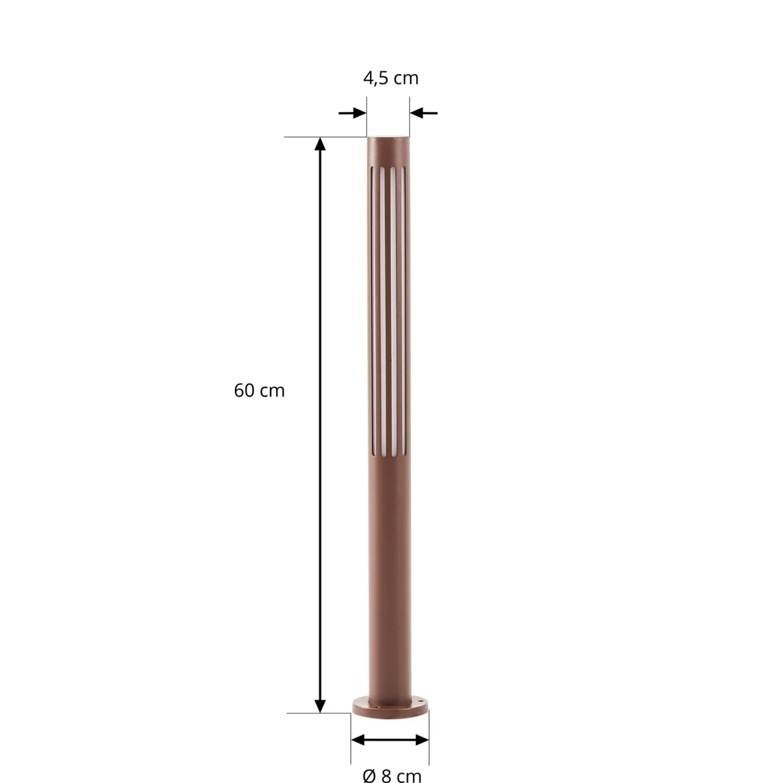 Bolardo luminoso LED Lindby Fjorya, altura 60 cm, marrón, IP65