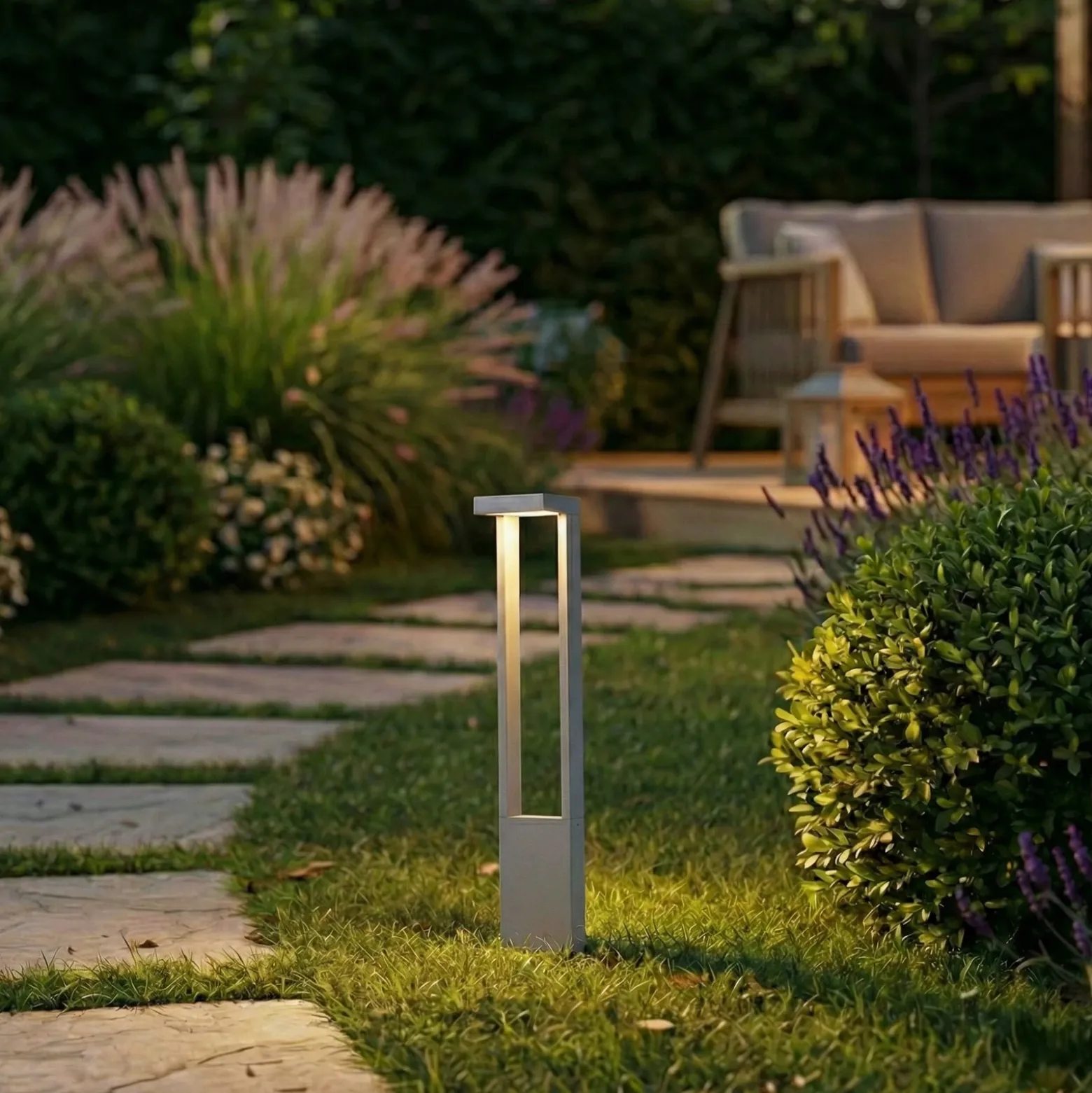 Bolardo luminoso LED Lindby Lonete, gris piedra, altura 65 cm, IP65