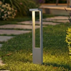 Bolardo luminoso LED Lindby Lonete, gris piedra, altura 65 cm, IP65