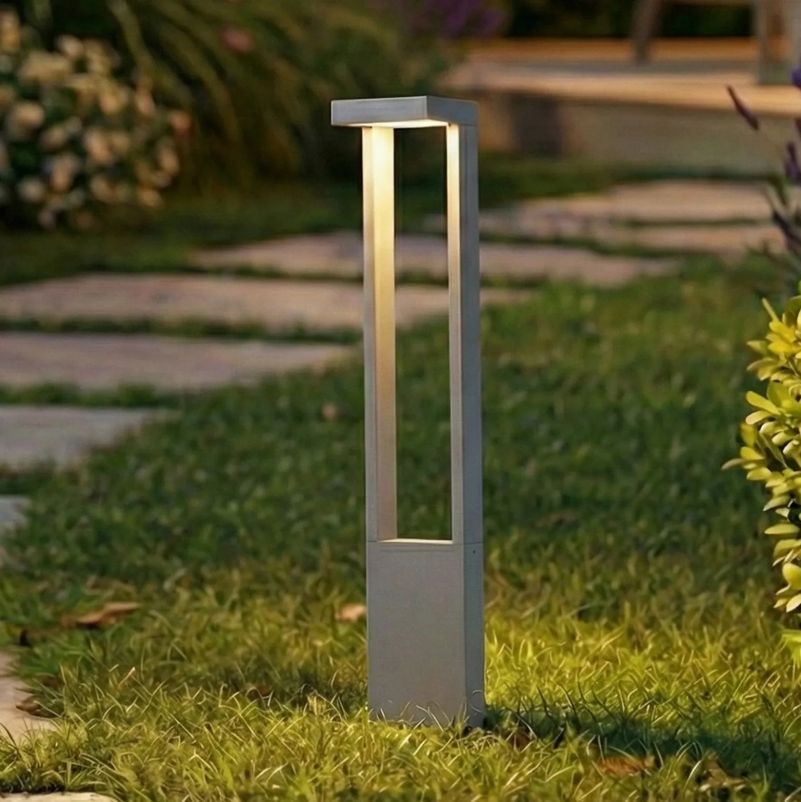 Bolardo luminoso LED Lindby Lonete, gris piedra, altura 65 cm, IP65