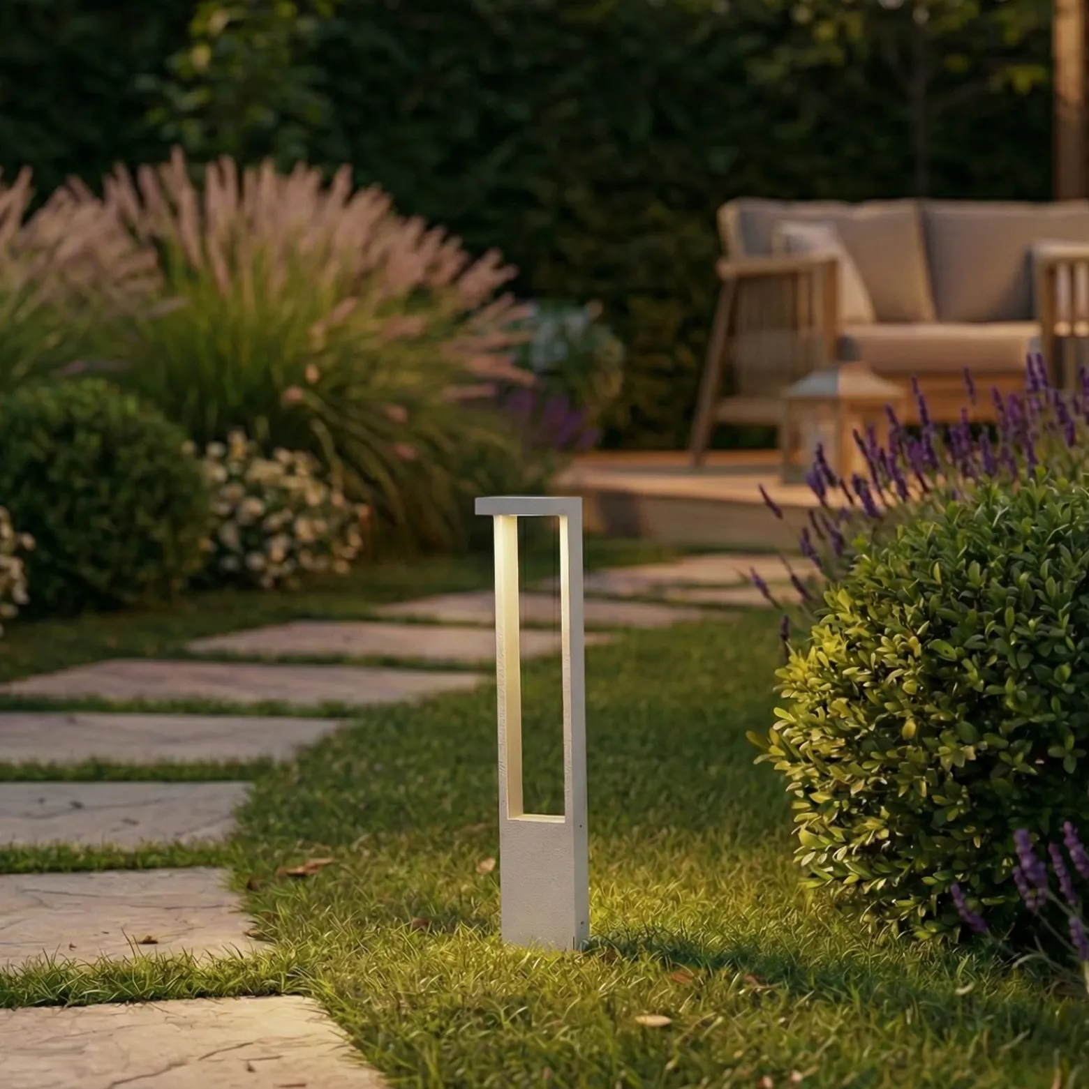 Bolardo luminoso LED Lindby Lonete, blanco, altura 65 cm, IP65