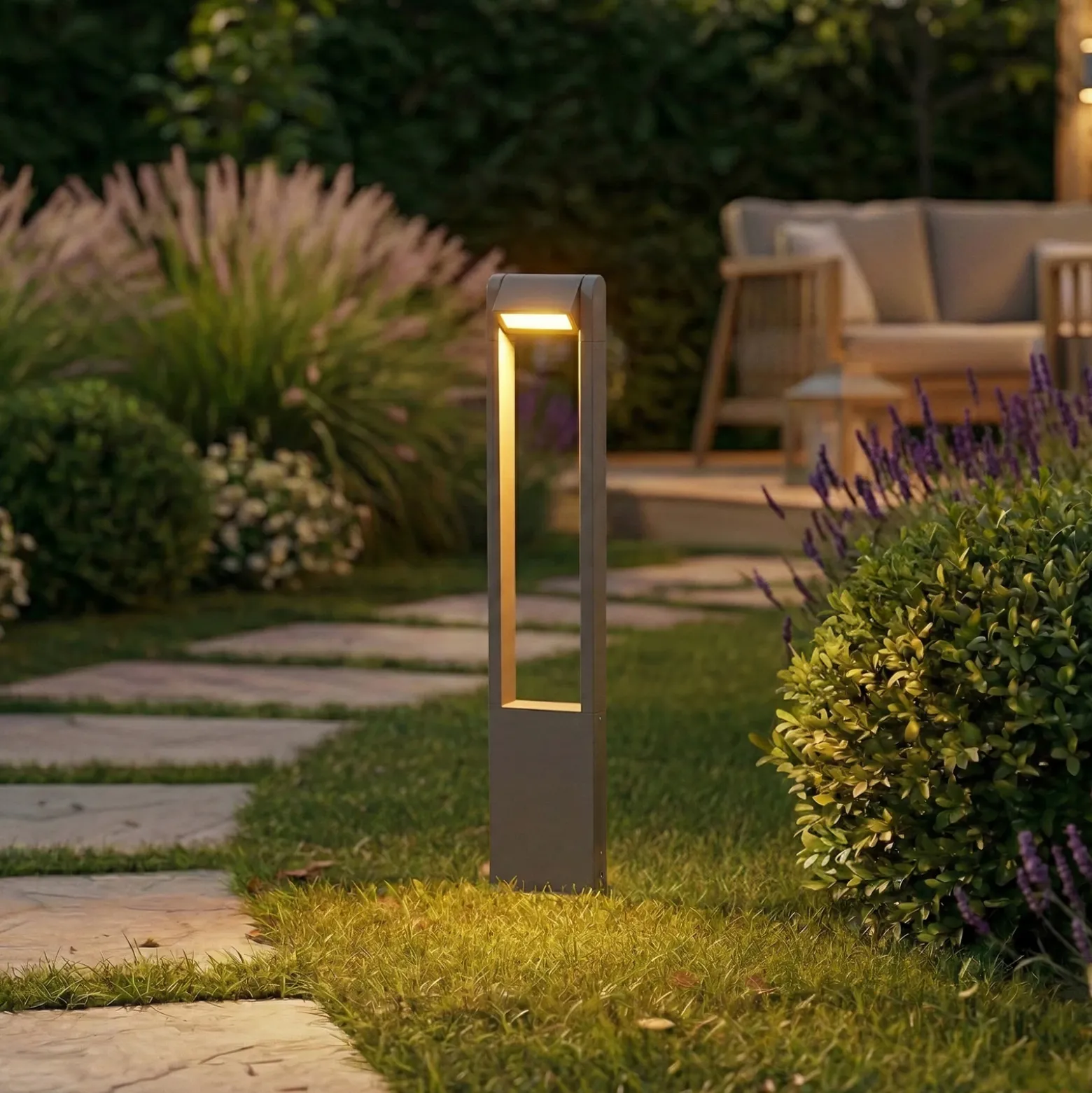 Bolardo luminoso LED Lindby Meloni, antracita, 65 cm, IP65 giratoria